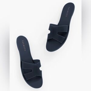 Talbots Hannah slide sandals Navy Blue Jelly Shoes Size 10 Slip on round toe